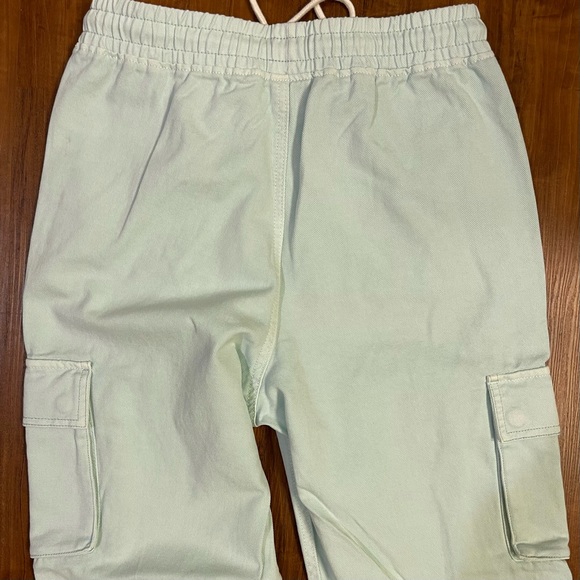 Forever21 Mint Green Garter Waist Cargo Jogger Jeans Loose Baggy Pants -Small - Picture 6 of 7